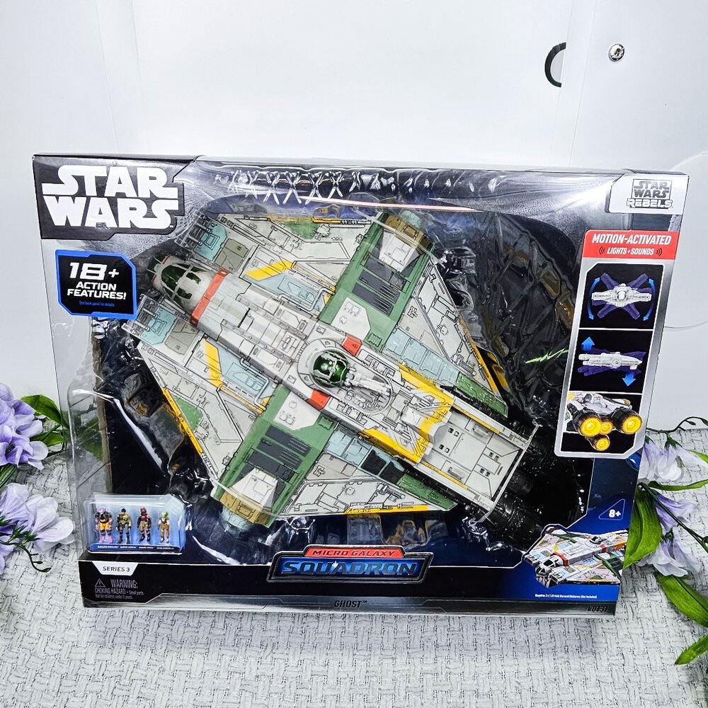 Star Wars Rebels Micro Galaxy Squadron Ghost Star Ship Motion Activated w/ Light